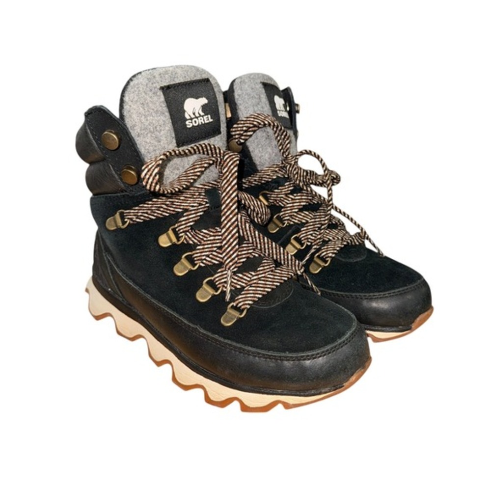 Sorel Kinetic Impact Conquest Womens 6 Pre-Owned Waterproof Winter Boots Black‎